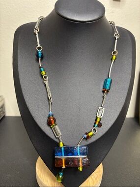 ANNE MARIE CHAGNON Glass Unique Modernist ABSTRACT NECKLACE One of a Kind